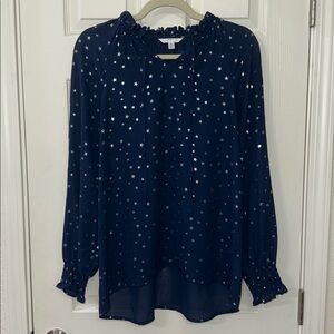 Time and Tru Midnight Blue Starry Blouse